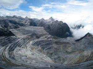 Glaciers in mountains above Grasberg